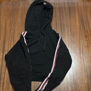 Aritzia Black Hoodie with Striped Sleeves